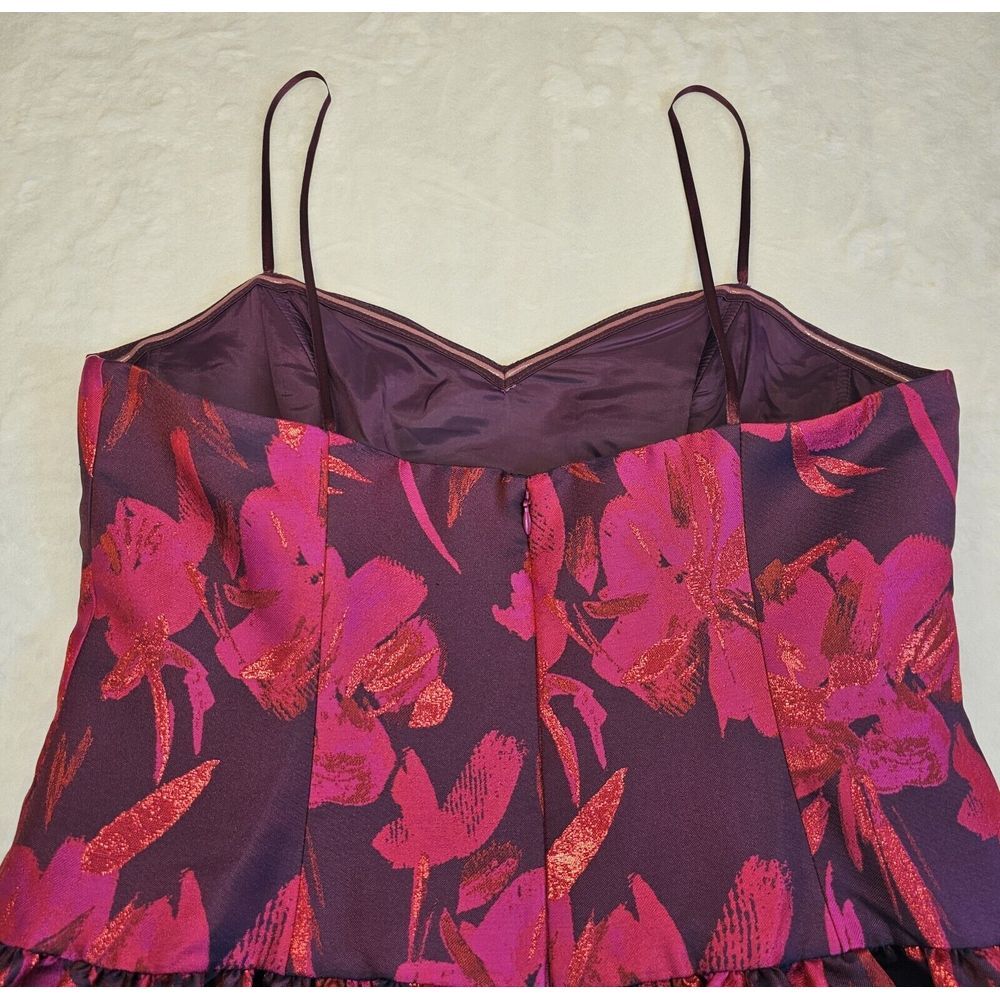 Aidan Mattox Sleeveless Floral‎ Jacquard Party Dress Pink/ Fuchsia Size 16 NWT - Picture 6 of 14